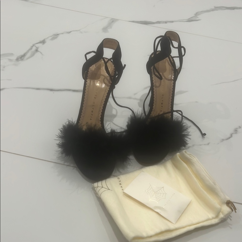 Black Feathered Women's Sandals